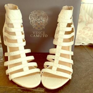 Vince Camuto White/Ivory python pumps